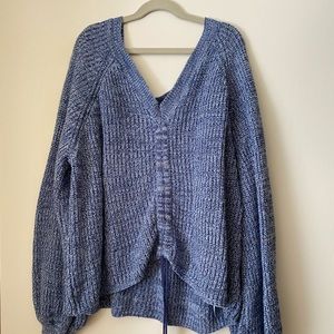 blue bell sleeve adjustable sweater. worn once. great condition.